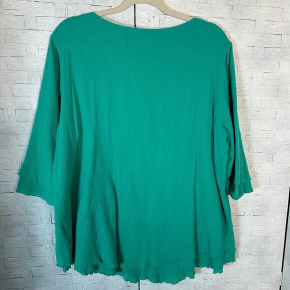 Soft surroundings women’s blouse Ghazi 3/4 sleeve asymmetrical hippie bohemian - Picture 2 of 8